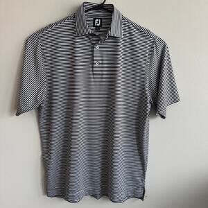 Foot Joy FJ Golf Polo Shirt Navy Blue White Stripe Large